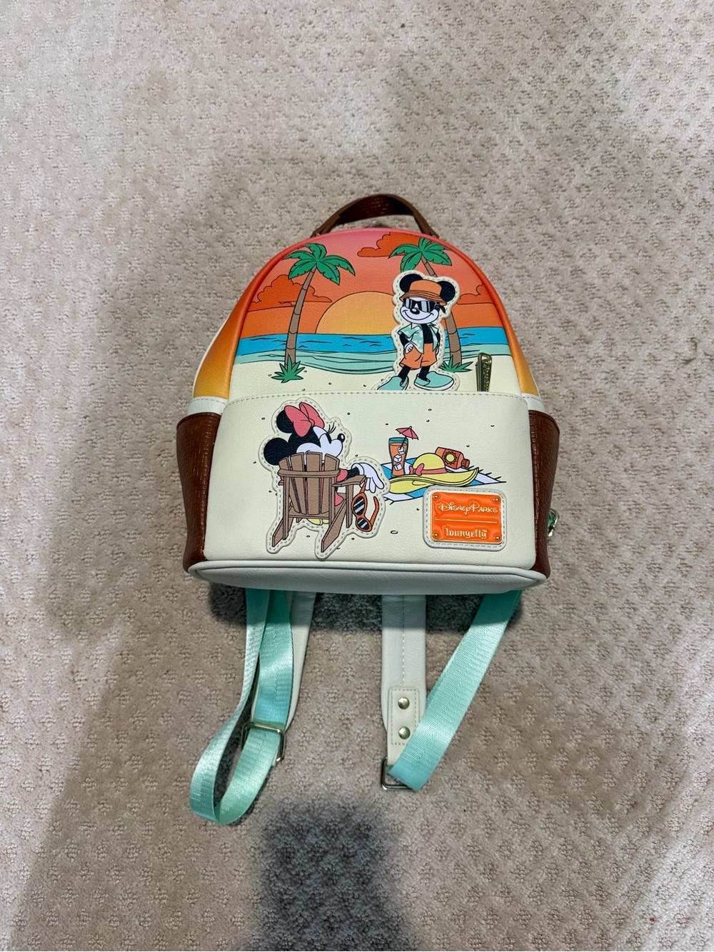 Loungefly Disney Beach Mini Backpack - Cream, Orange & Mint
